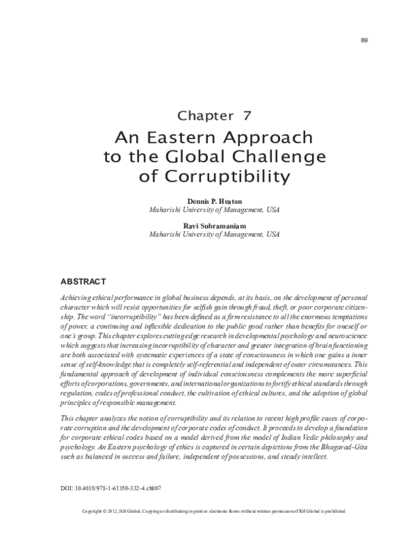 (PDF) An Eastern Approach to the Global Challenge of Corruptibility
