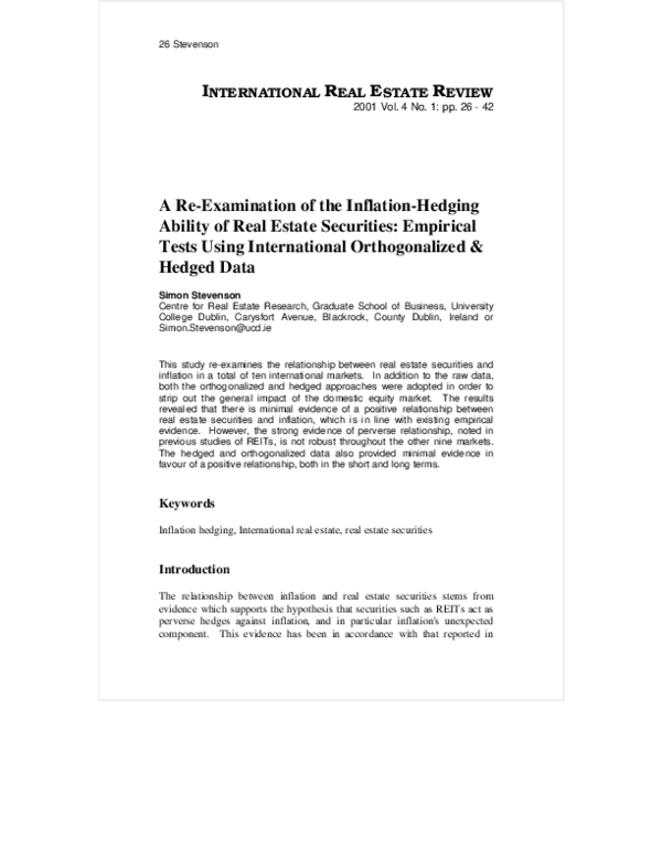 (PDF) A Re-Examination of the Inflation-Hedging Ability of Real Estate ...