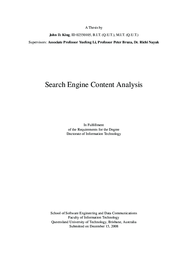 (PDF) Search Engine Content Analysis