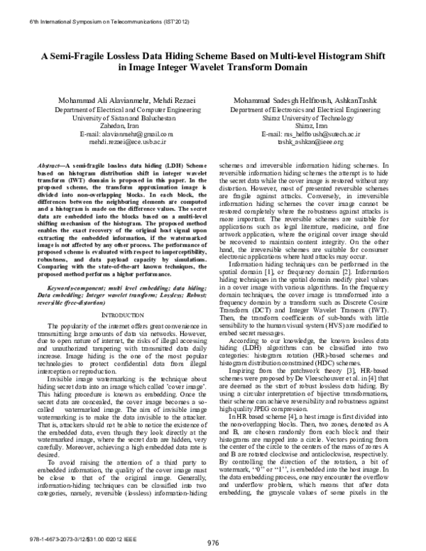 (PDF) A semi-fragile lossless data hiding scheme based on multi-level ...