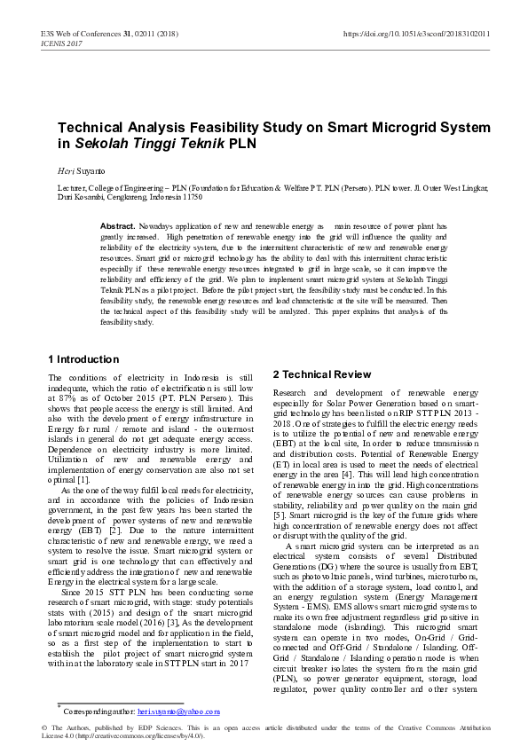 (PDF) Technical Analysis Feasibility Study on Smart Microgrid System in ...