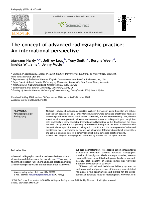 (PDF) The concept of advanced radiographic practice: an international ...