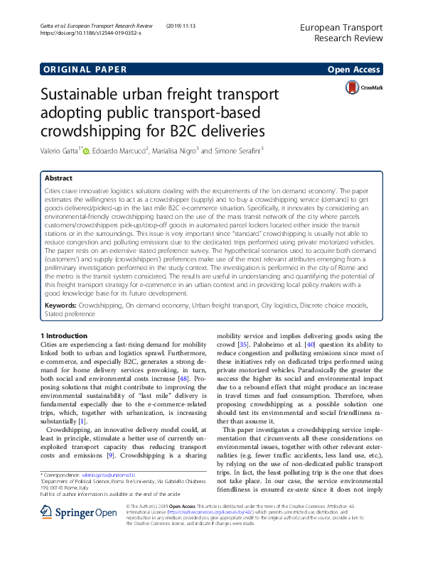 (PDF) Sustainable urban freight transport adopting public transport ...