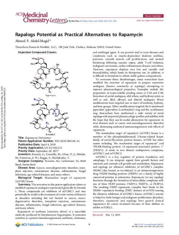 (PDF) Rapalogs Potential as Practical Alternatives to Rapamycin