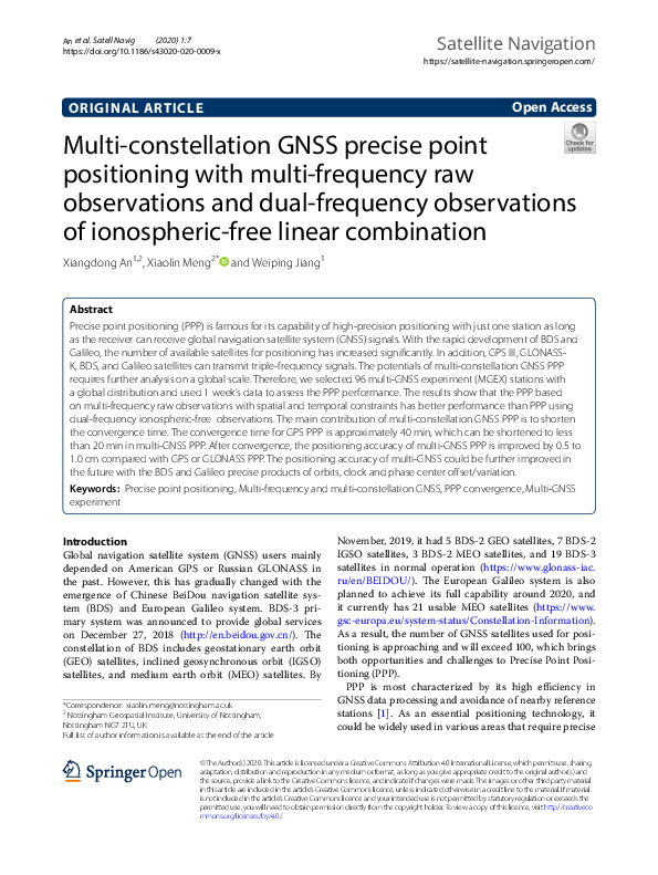 (PDF) Multi-constellation GNSS precise point positioning with multi ...