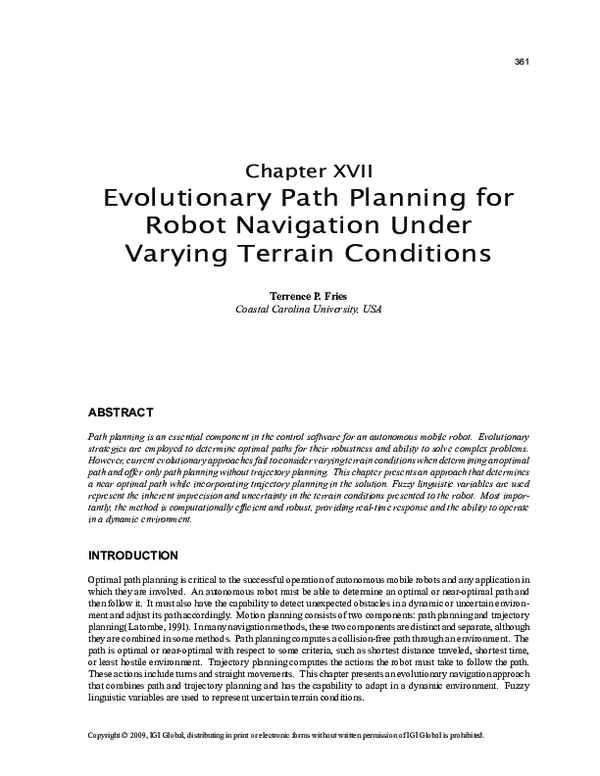 (PDF) Evolutionary Path Planning for Robot Navigation Under Varying ...