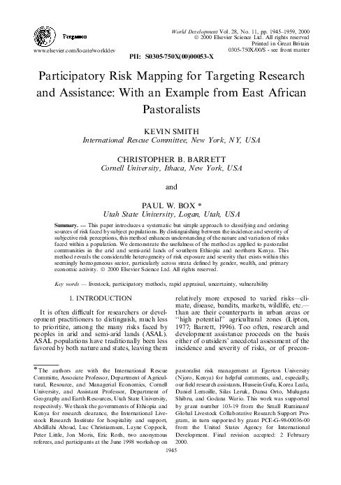 (PDF) Participatory Risk Mapping for Targeting Research and Assistance ...
