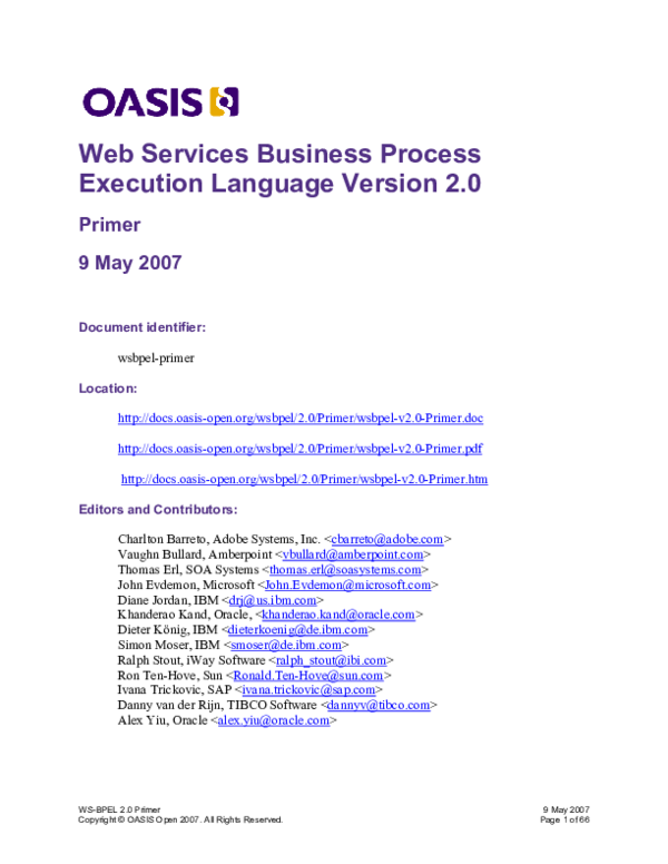 (PDF) Web Services Business Process Execution Language
