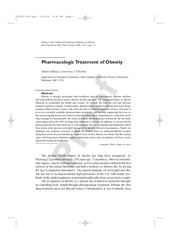(PDF) Pharmacologic Treatment of Obesity