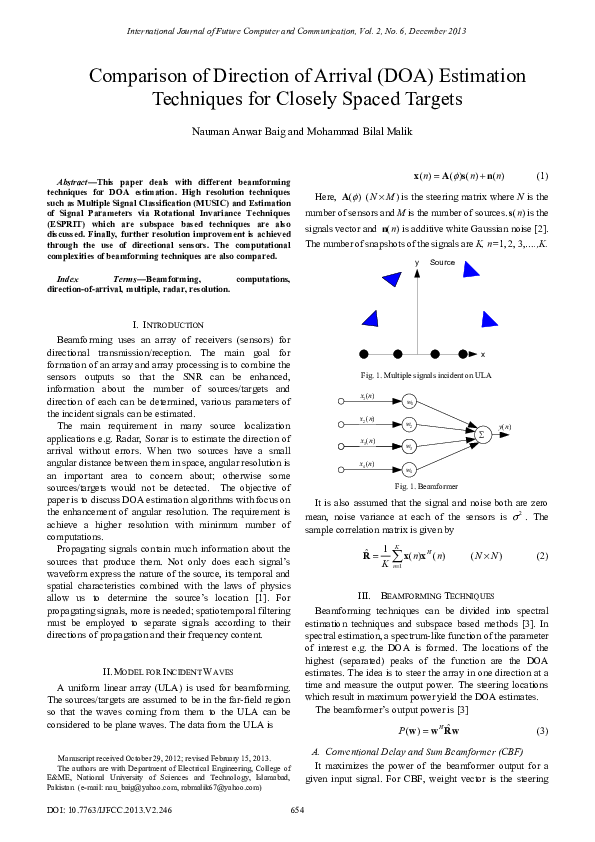 (PDF) Comparison of Direction of Arrival (DOA) Estimation Techniques ...