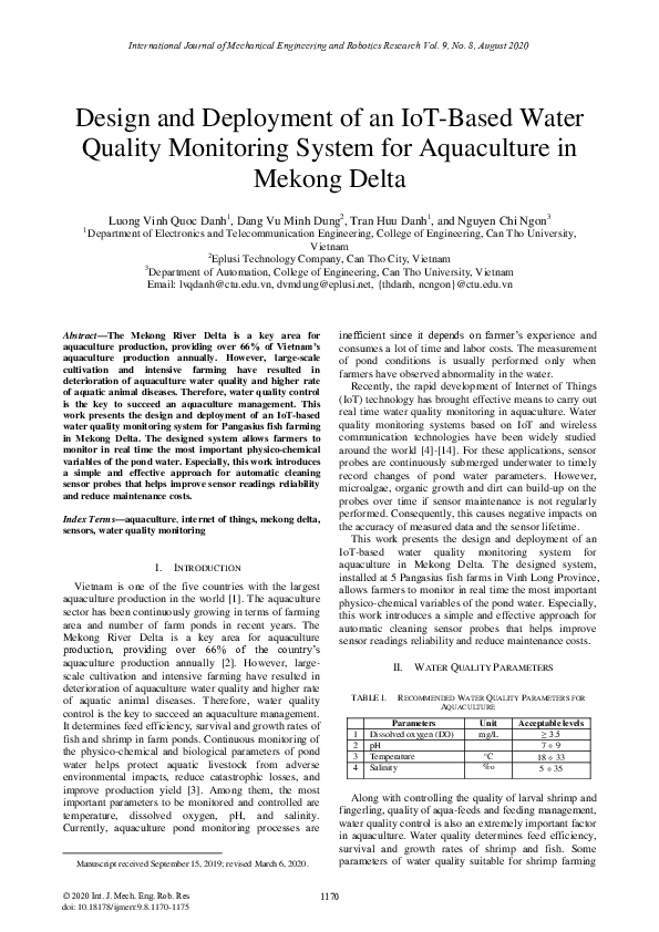 (PDF) Design and Deployment of an IoT-Based Water Quality Monitoring ...