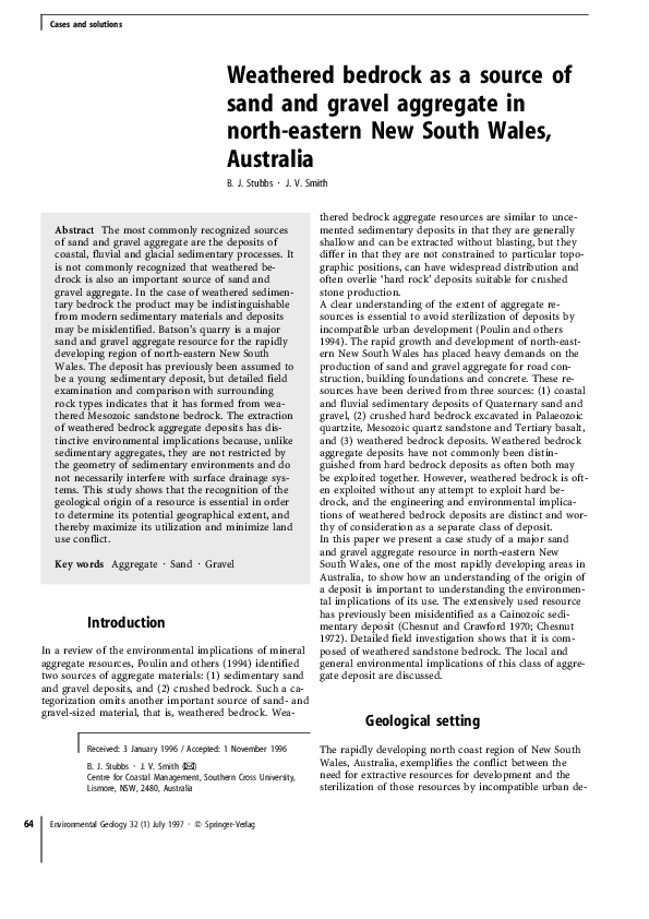(PDF) Weathered bedrock as a source of sand and gravel aggregate in