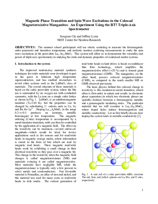 (PDF) Magnetic Phase Transition and Spin Wave Excitations in the ...