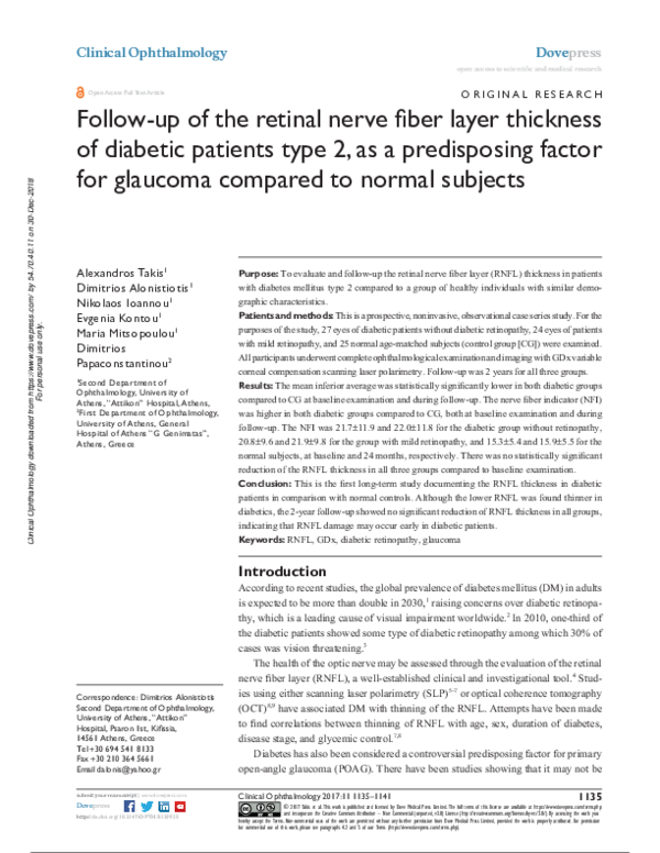 (PDF) Follow up of retinal nerve fiber layer thickness with optic ...
