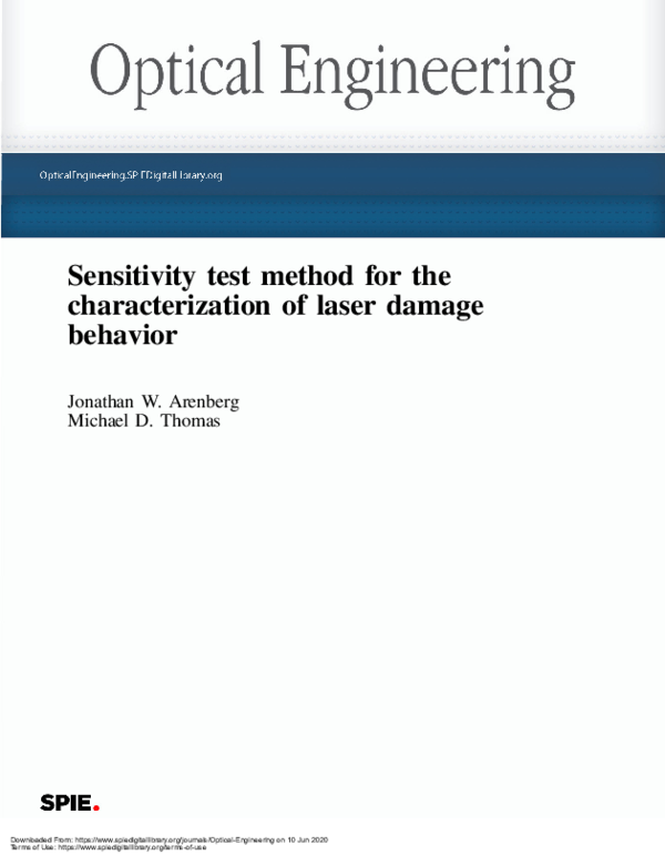 (PDF) Sensitivity test method for the characterization of laser damage ...