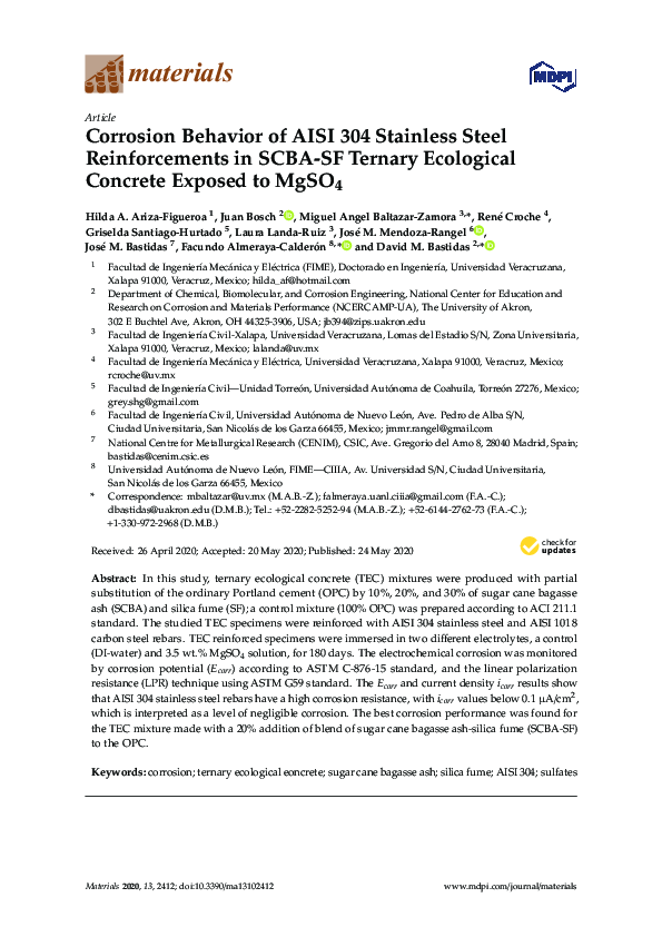 (PDF) Corrosion Behavior of AISI 304 Stainless Steel Reinforcements in ...