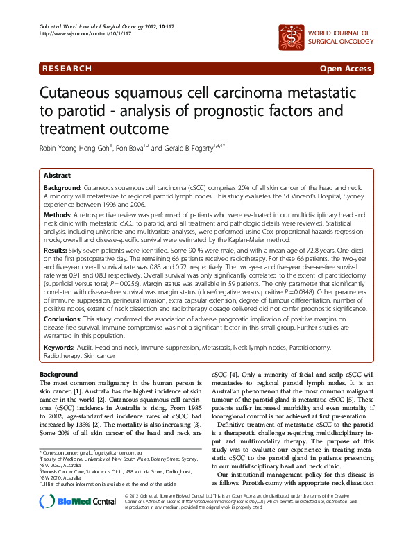 (PDF) Cutaneous Squamous Cell Carcinoma Metastatic to Parotid Area ...