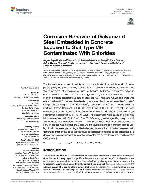 (PDF) Corrosion Behavior of Galvanized Steel Embedded in Concrete ...