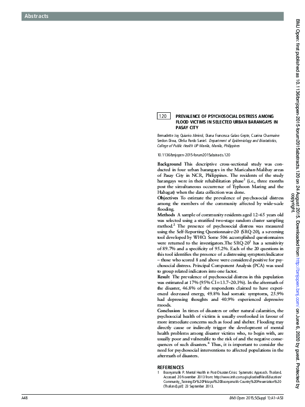 (PDF) 120: Prevalence of Psychosocial Distress Among Flood Victims in ...