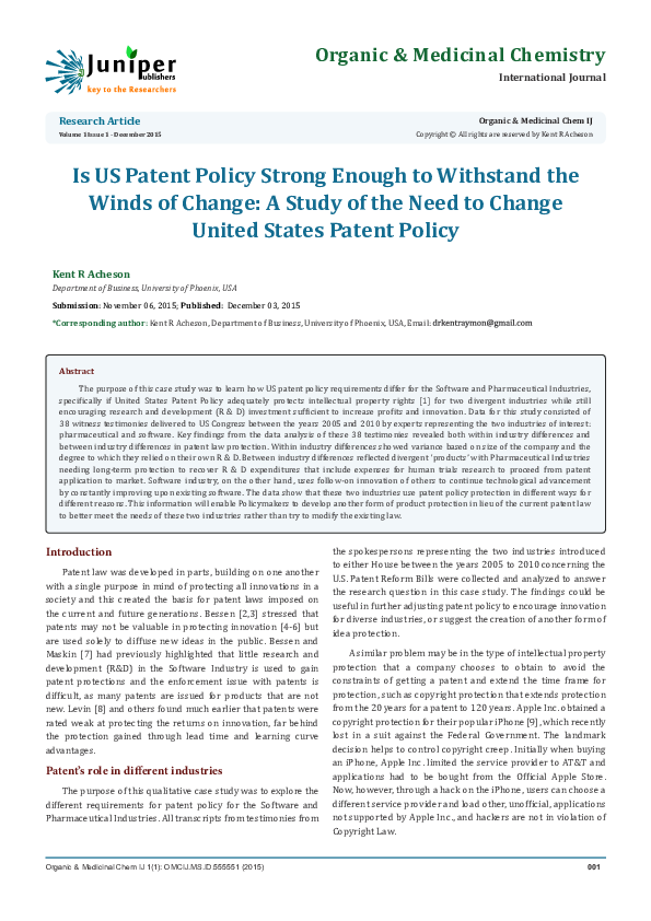(PDF) Is US Patent Policy Strong Enough to Withstand the Winds of ...