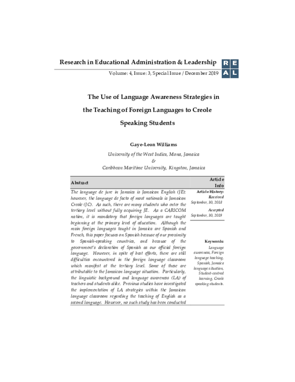 (PDF) The Use of Language Awareness Strategies in the Teaching of ...
