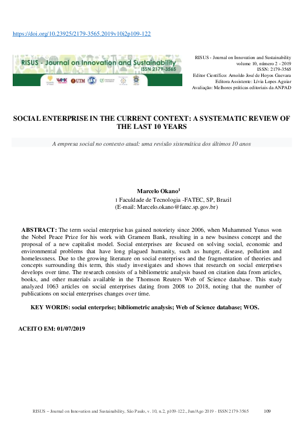 (PDF) Social Enterprise in the Current Context: A Systematic Review of ...
