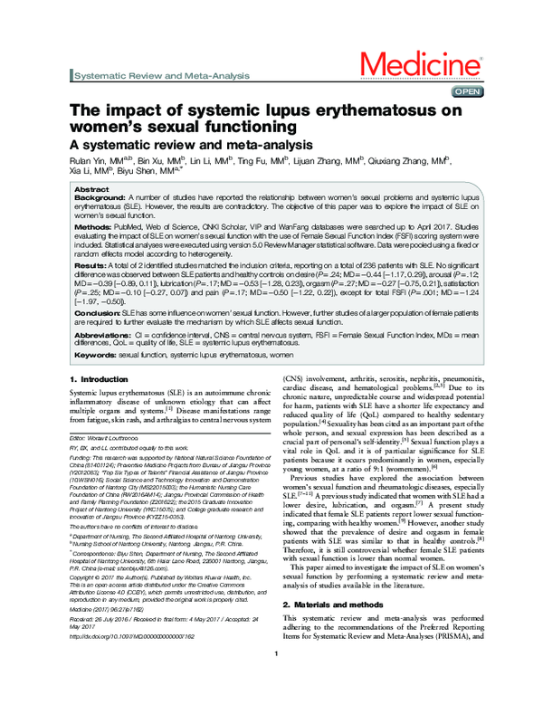 (PDF) The Impact of Systemic Lupus Erythematosus on Women's Sexual ...