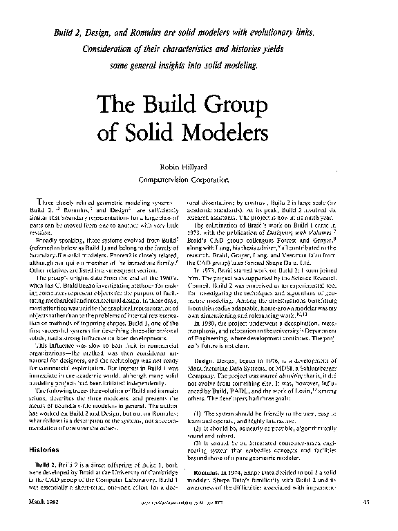 (PDF) The Build Group of Solid Modelers