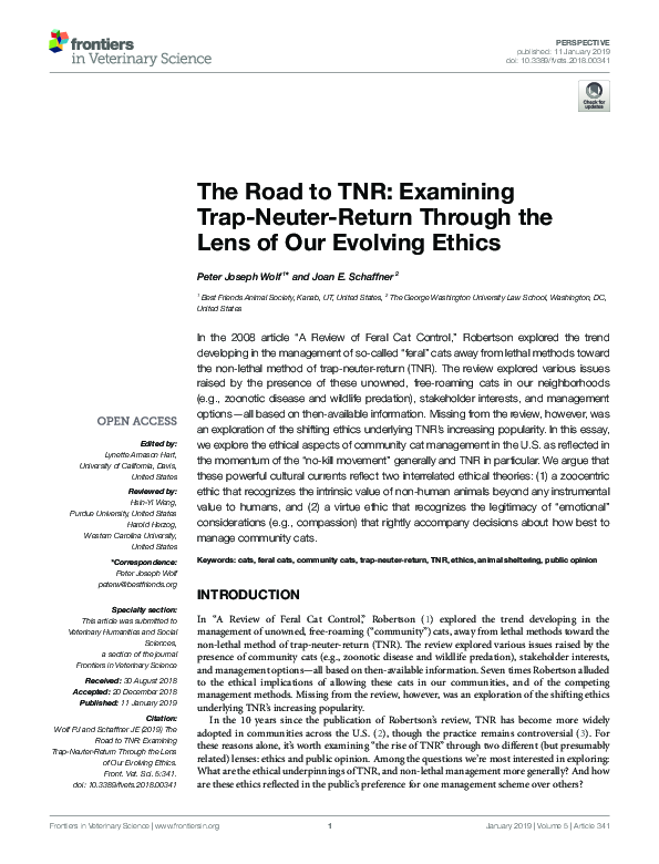 (PDF) The Road to TNR: Examining Trap-Neuter-Return Through the Lens of ...