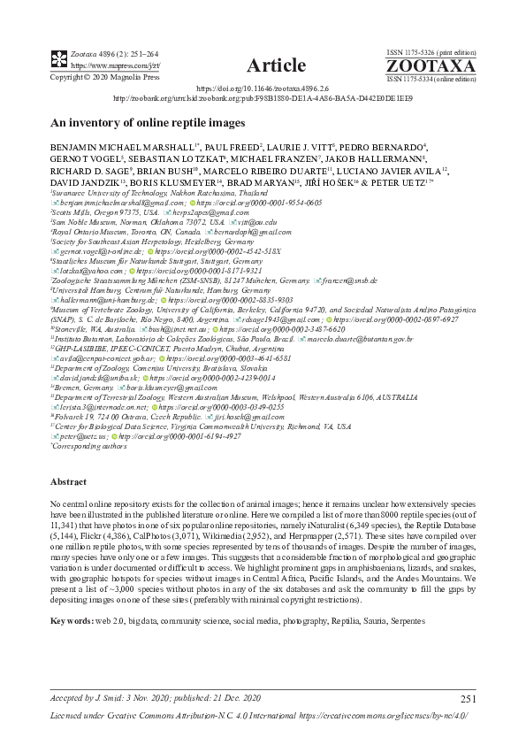 (PDF) An inventory of online reptile images | Peter Uetz - Academia.edu
