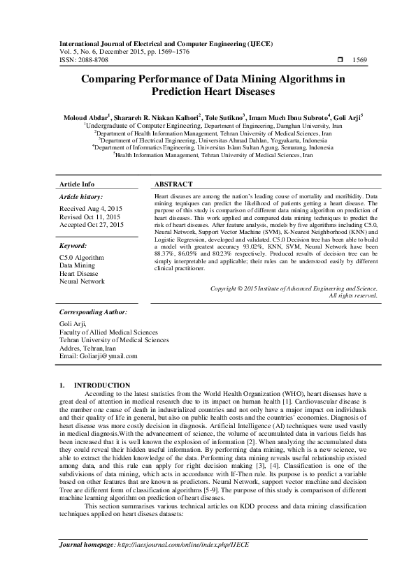 (PDF) Comparing Performance of Data Mining Algorithms in Prediction ...