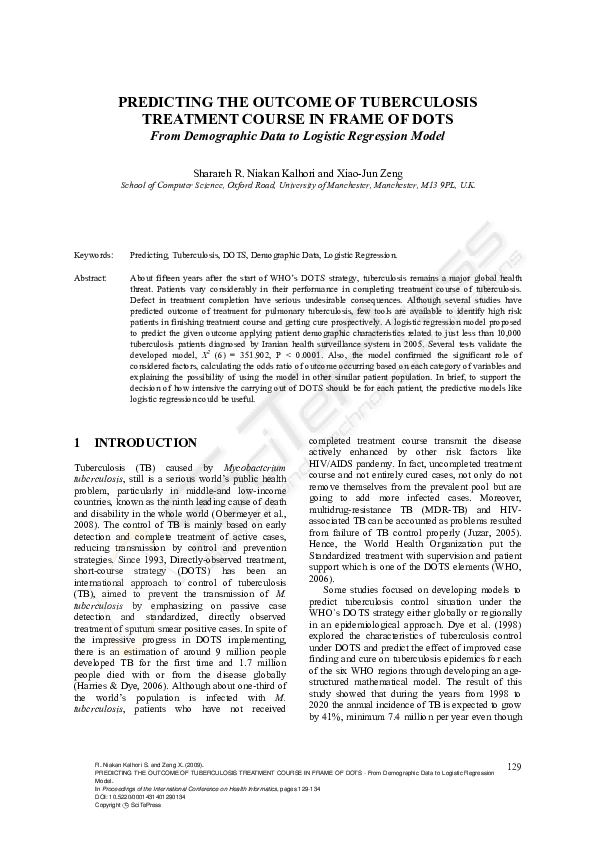 (PDF) Predicting the Outcome of Tuberculosis Treatment Course in Frame ...