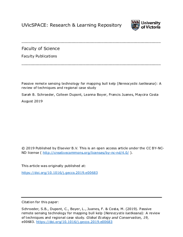 (PDF) Passive remote sensing technology for mapping bull kelp ...