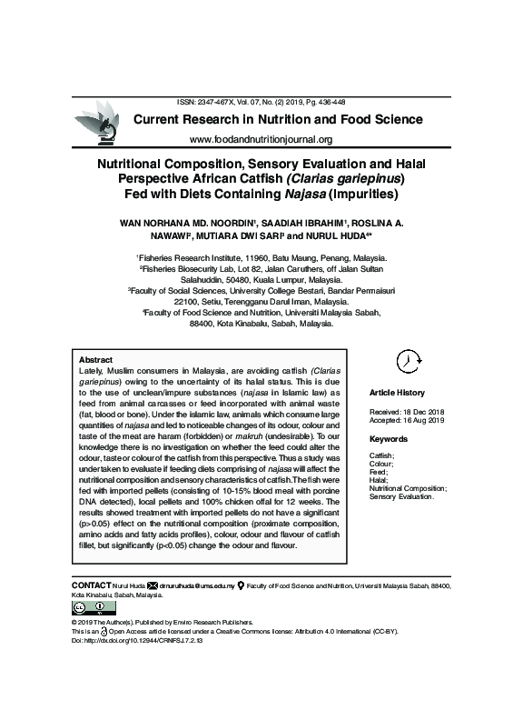 PDF) Nutritional composition, sensory evaluation and Halal 