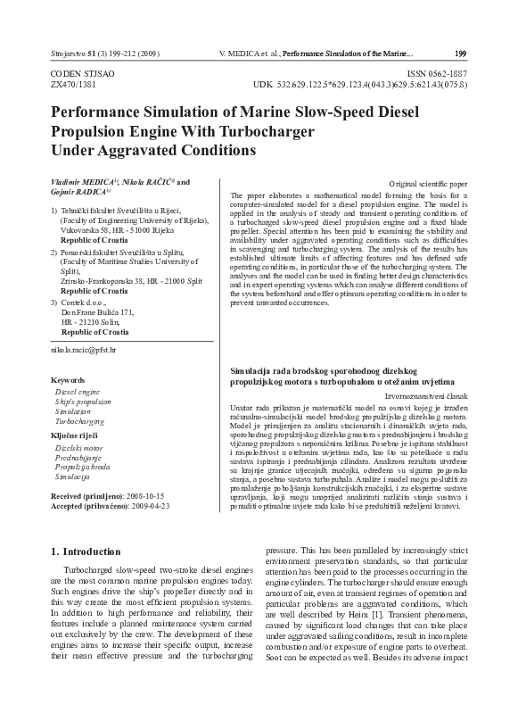 (PDF) Performance Simulation of Marine Slow-Speed Diesel Propulsion ...