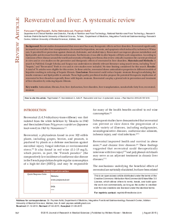 (PDF) Resveratrol and liver: A systematic review