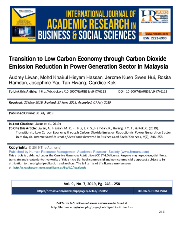 (PDF) Transition to Low Carbon Economy through Carbon Dioxide Emission ...