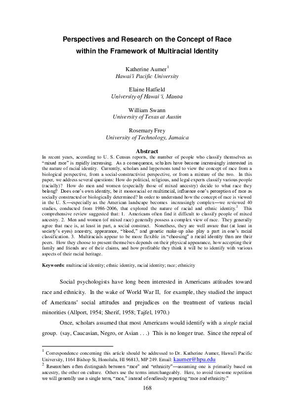 (PDF) Perspectives and Research on the Concept of Race within the ...