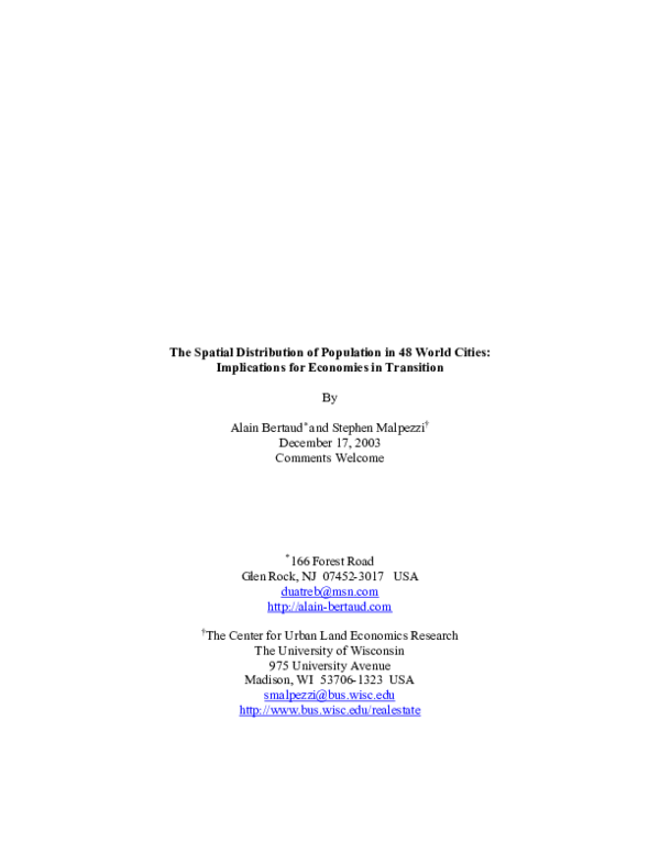 (PDF) The spatial distribution of population in 48 world cities ...