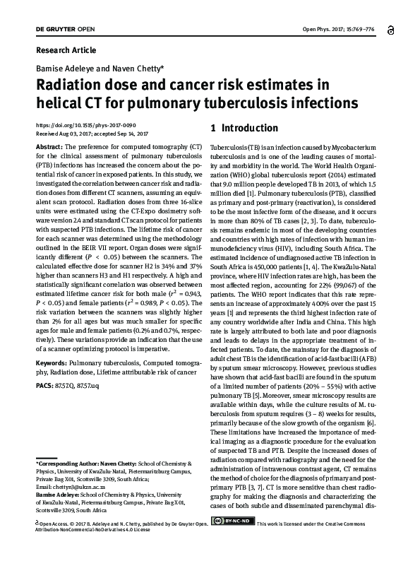 (PDF) Radiation dose and cancer risk estimates in helical CT for ...