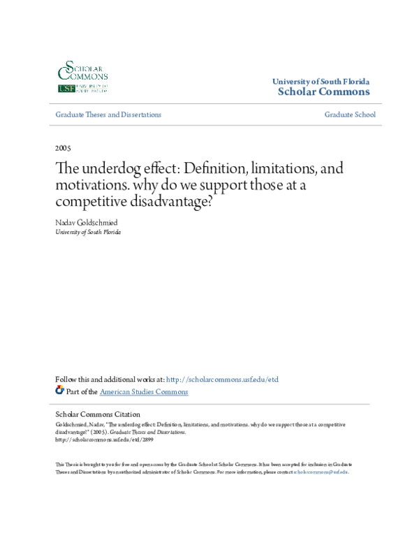 (PDF) The underdog effect Definition, limitations, and motivations