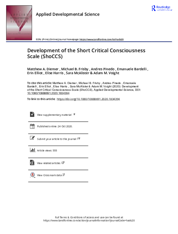 (PDF) Development of the Short Critical Consciousness Scale (ShoCCS)
