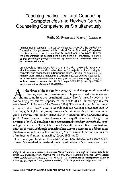 (PDF) Teaching the Multicultural Counseling Competencies and Revised ...