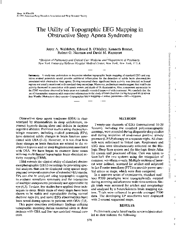 (PDF) The utility of topographic EEG mapping in obstructive sleep apnea ...