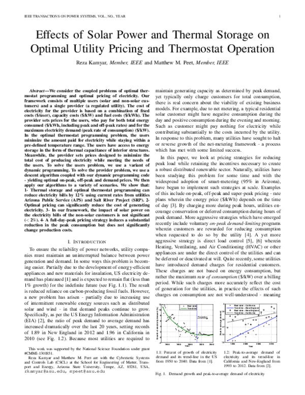 (PDF) Effects of Solar Power and Thermal Storage on Optimal Utility ...
