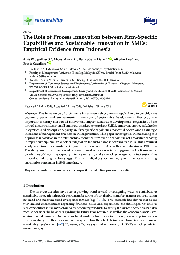 (PDF) The Role of Process Innovation between Firm-Specific Capabilities ...