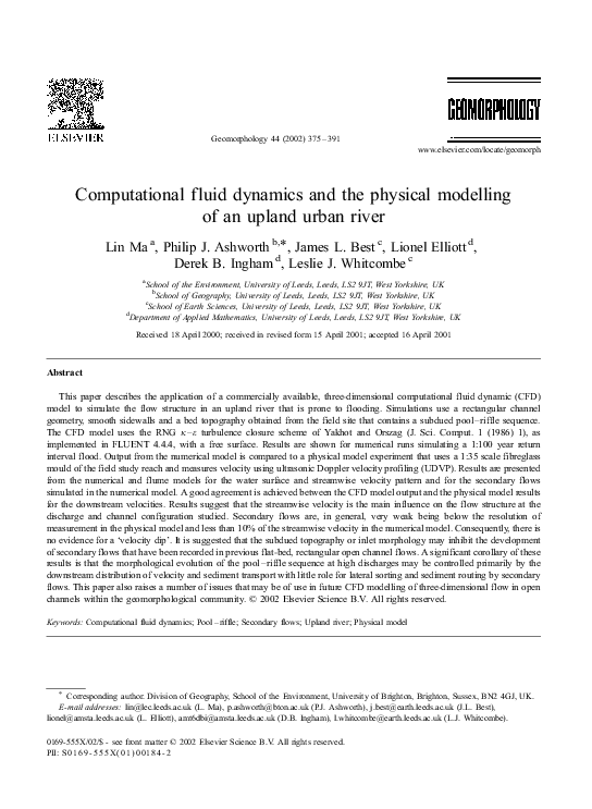 (PDF) Computational fluid dynamics and the physical modelling of an ...