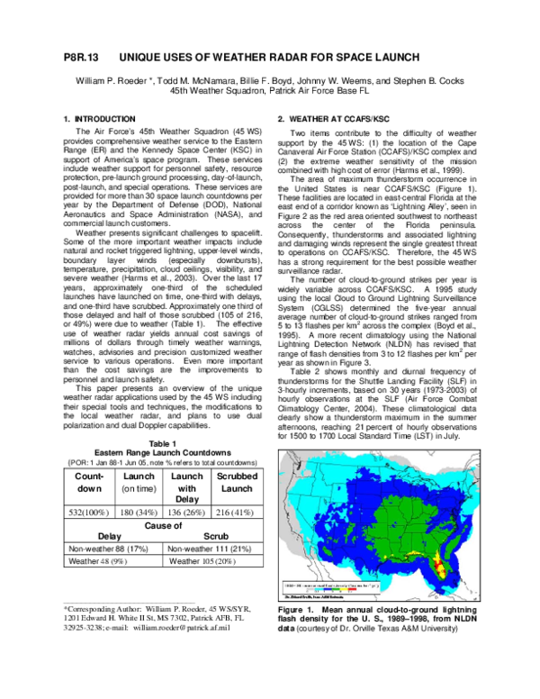 Pdf P8r 13 Unique Uses Of Weather Radar For Space Launch William Roeder Academia Edu