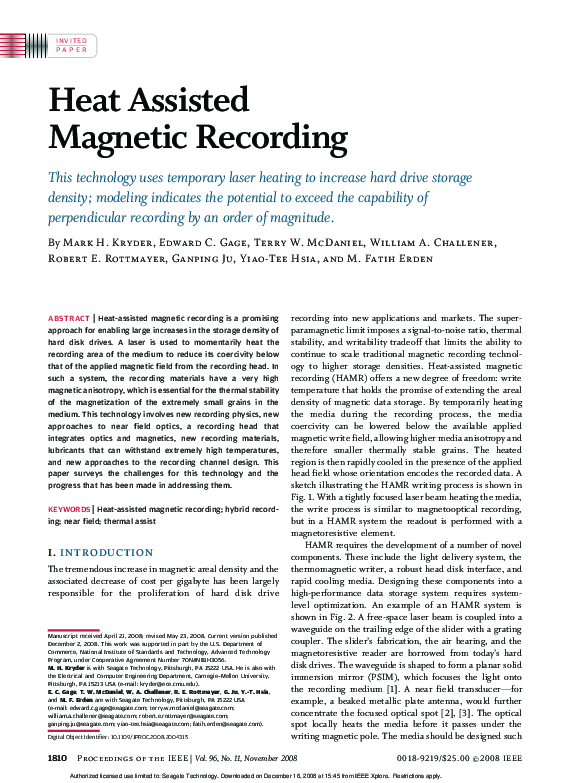 (PDF) HeatAssisted Recording