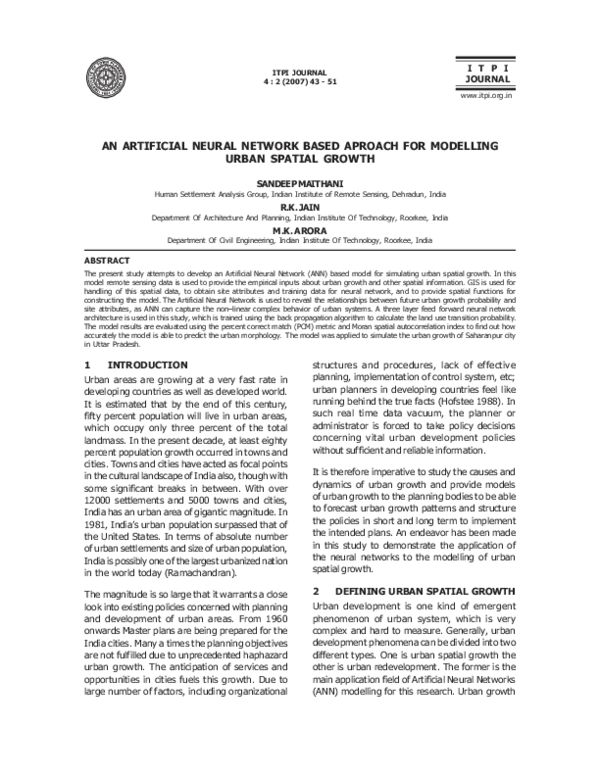 (PDF) An Artificial Neural Network Based Aproach for Modelling Urban ...